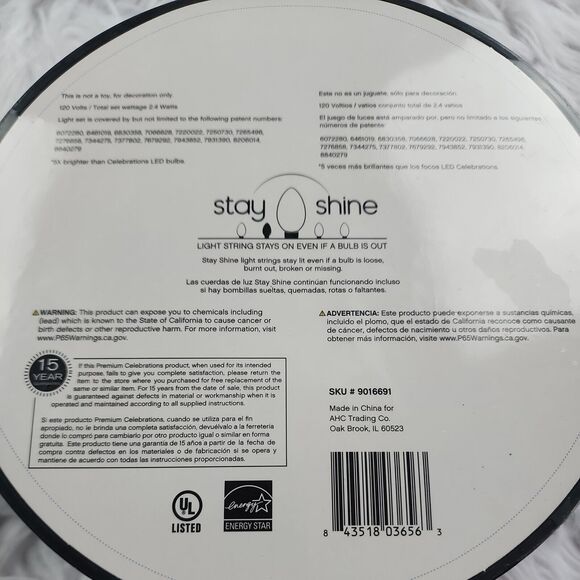 25 LED Faceted C9 Indoor Outdoor Celebrations Warm White Party String Lights - Picture 4 of 4